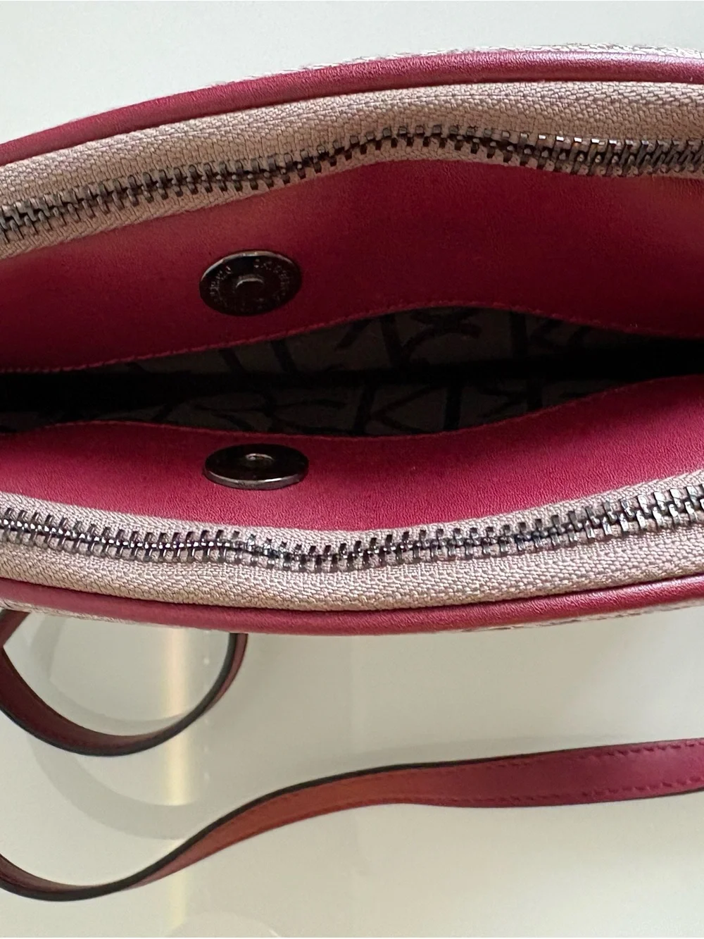 Calvin Klein Cream Monogram Crossbody with Red Trim - Picture 8 of 11